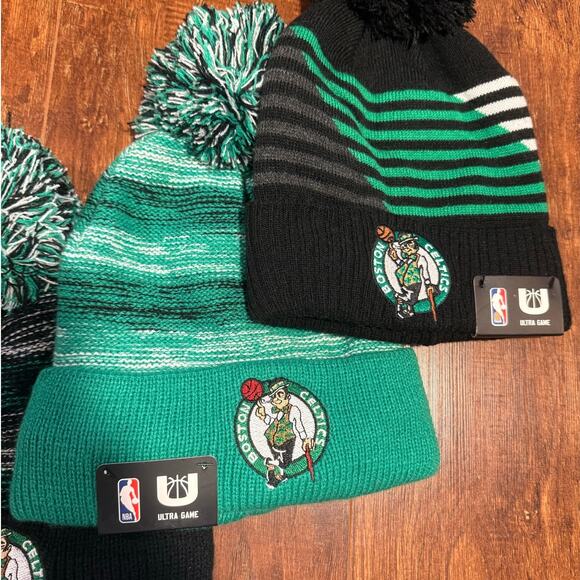 Boston Celtics NBA Beanie Hat Bundle of 3 NWT Ultra Game Green Black White - Picture 3 of 5